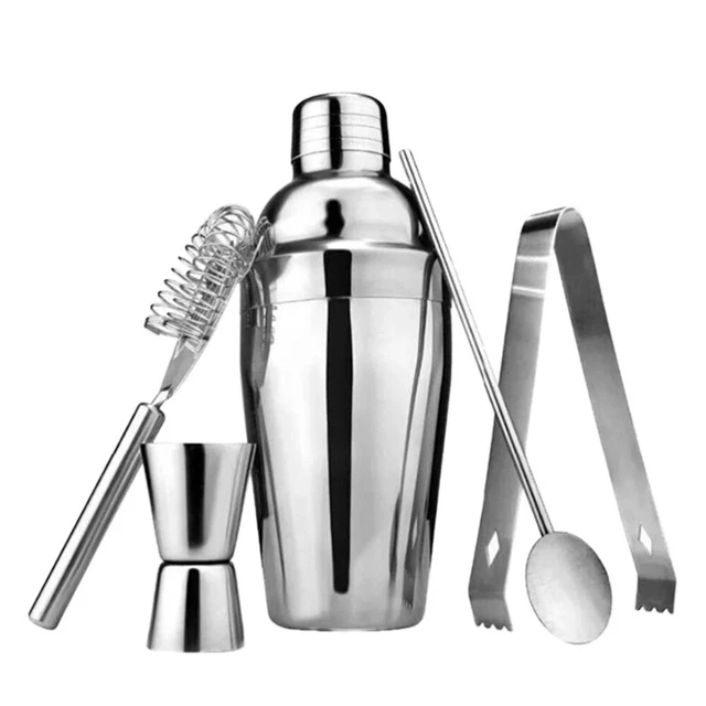 5 PIEZAS 1 Juego Práctico Ice Tong Cóctel Shaker Mixology Supplies (Plata)