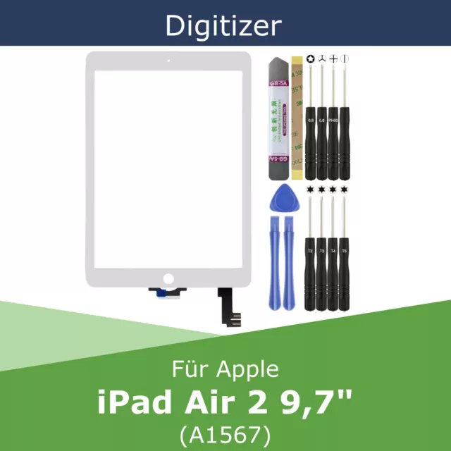 Digitizer für Apple iPad Air 2 A1567 Weiß 9,7" Touchscreen Glas Display Scheibe