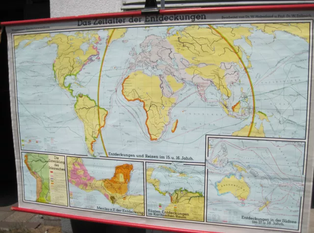 Schulwandkarte Erde Earth Monde Welt World 203x134 vintage wall map chart ~1960