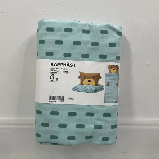 Set piumoni singoli IKEA Kapphast orsacchiotto verde bambini nuovo 150 x 200 cm