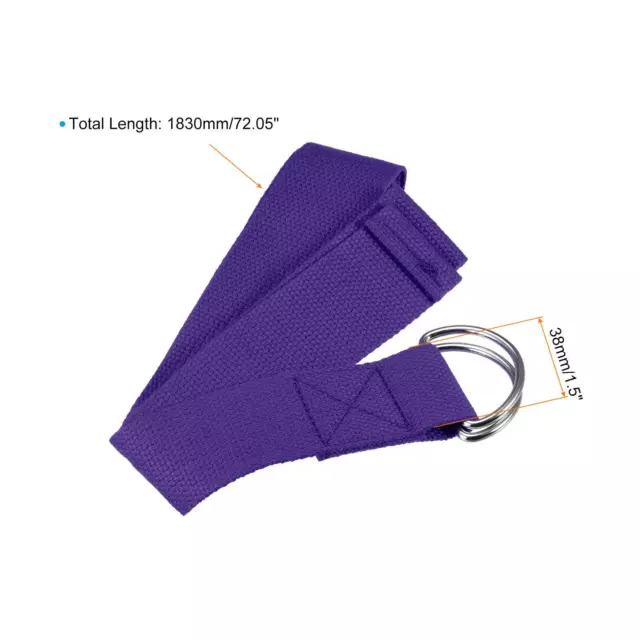 Cinturino Yoga 6 piedi elasticizzato con anello a D per allenamento stretching Yoga Pilates, viola 2