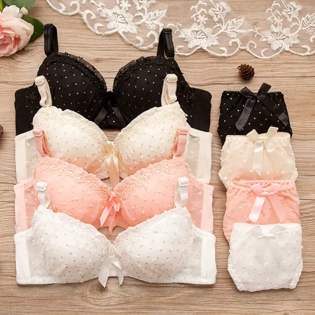 WOMENS GIRLS CUTE Bowknot Lace Bra Padded Push Up Bras Sexy Lingerie  Underwear $8.89 - PicClick