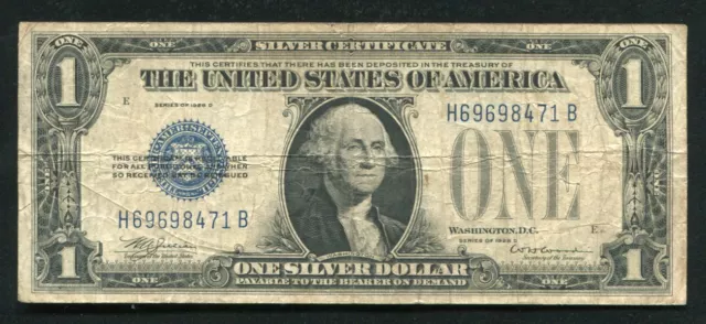 Fr. 1604 1928-D $1 One Dollar "Funnyback" Silver Certificate “H-B Block” Vf
