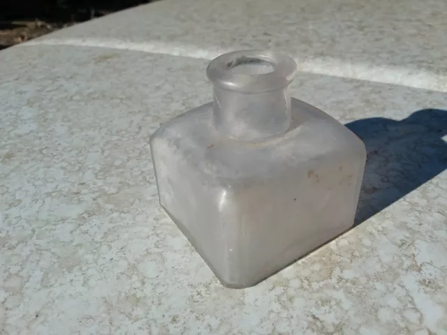 Antique 1800s Glass Inkwell Bottle Chemical Decor Primitive Americana Old Collec