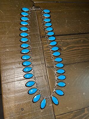 Beautiful turquoise necklace 17  inches long 950 Sterling silver