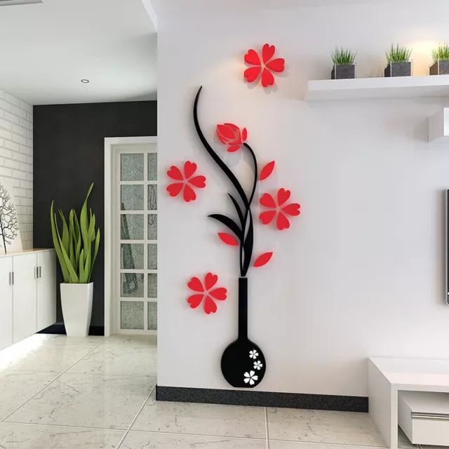 3D DIY Vase Flower Plum Tree Vinyl Art Wall Sticker Mural Decal Home Room Decor