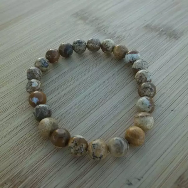 Bracelet en Jaspe paysage naturel - Neuf - Envoi offert (bijou ésotérique)