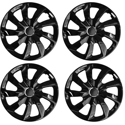 Wheel Trims 16" Hub Caps Spark Plastic Covers Set of 4 Black Specific R16 STGBL