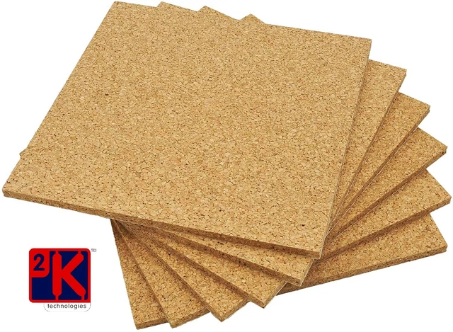 Sughero Piastrelle Muro 1 X Confezione (6 Piastrelle) 300mm X x 10 MM Spesso