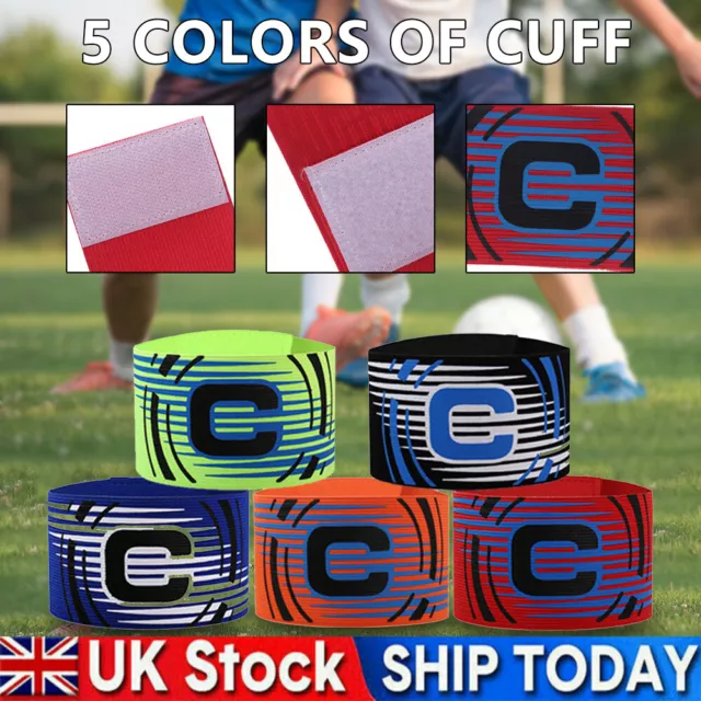 1/5PCS Red/Orange/Yellow/Blue/Black Soccer Football Captain Armband Arm Band UK