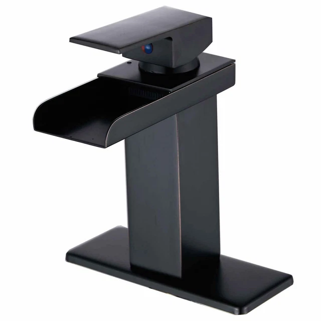 Waterfall Bathroom Sink Faucet Single Handle Hole Vanity Mixer Taps with Cover