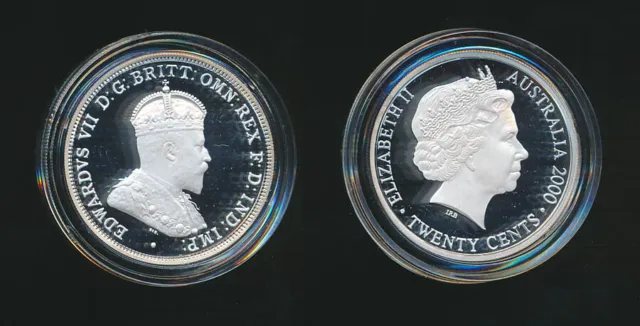 Australia: 2000 20c King Edward VII obv Pure Silver Masterpiece,