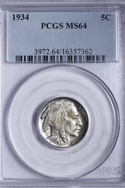 BU 1934 Buffalo Nickel PCGS MS64 Beautiful Coin! ABE