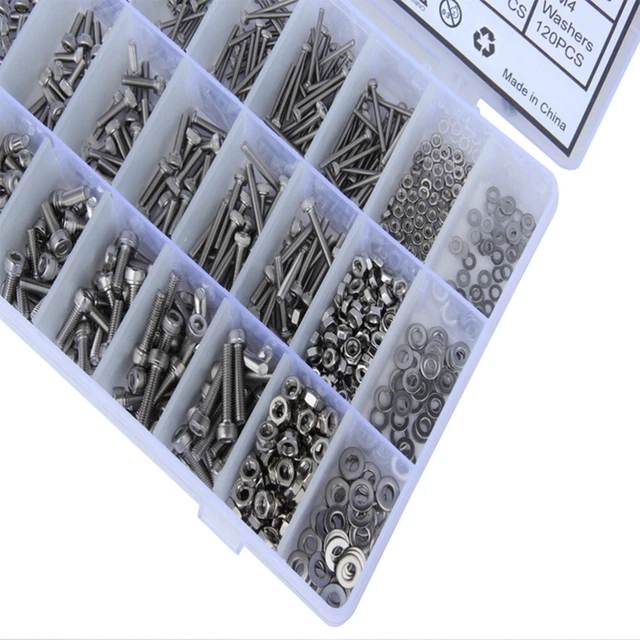 1080pcs Schraube und Mutter Metrische Schraube Kit Schrauben Muttern Kit