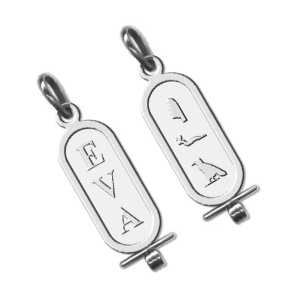 925 Sterling Silver handmade Two-Sided Cartouche in Hieroglyph and Arabic Size-1