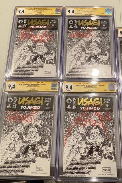 Sdcc 2023 Usagi Yojimbo Ice & Snow Preview #1 Gold Foil Cgc 9.4 Cc Signed Sakai