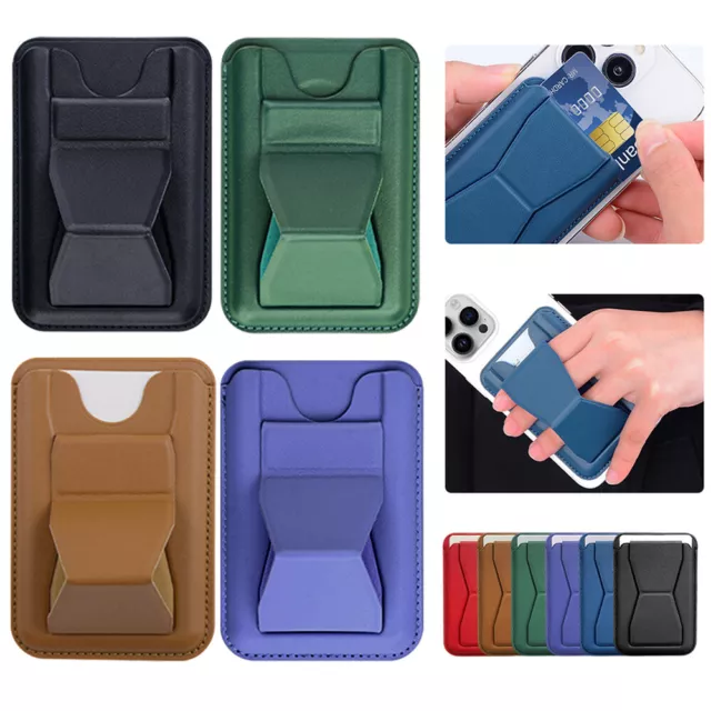 For iPhone 15 14 13 MagSafe Leather Wallet Card Holder Stand Magnetic Pouch Case