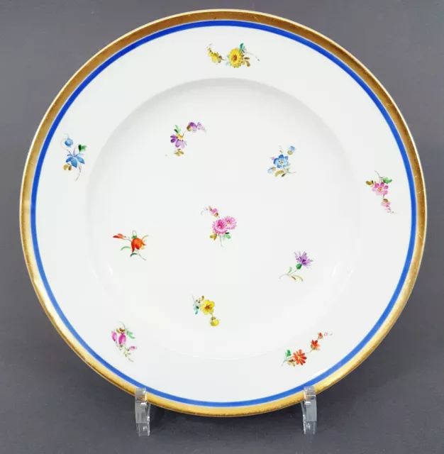 (H1578) Meissen Biedermeier Teller, um 1820, Streublumen, 1.Wahl,  D = 23 cm