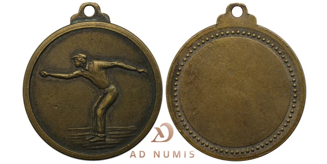 Medaglia Non Incisa Tema Bocce Bronzo Antica Con Beliere