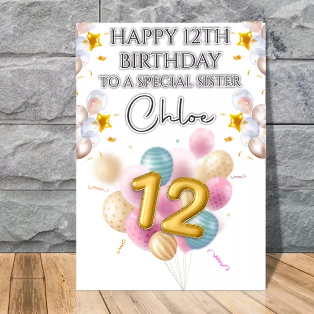 Personalised Birthday Card, Balloon Design Custom Any Age, Name & Relation Cards