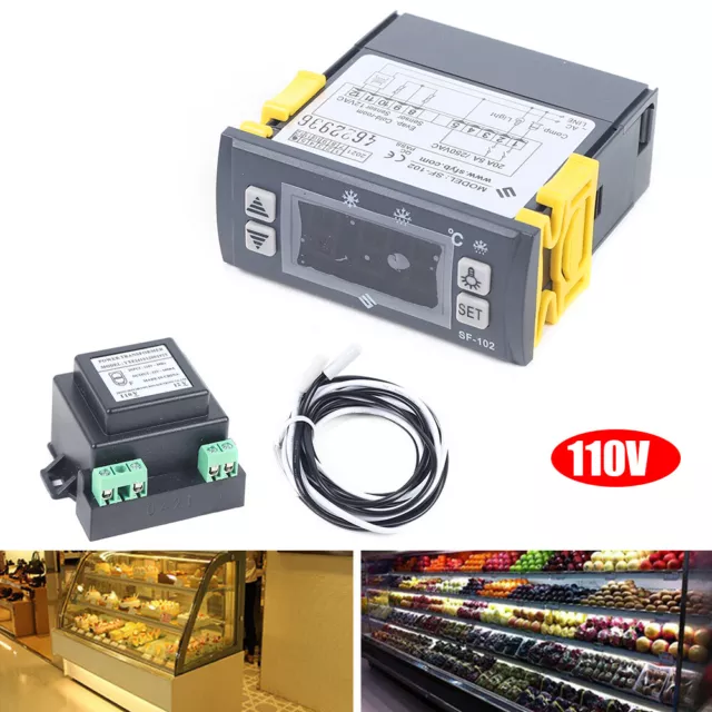 Electronic Temperature Controller Freezer Thermostat Digital Display 110V