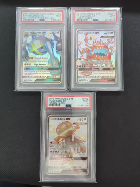 Pokemon Hidden Fates Shiny Vault Metagross 157 SV71 Guzzlord SV62 Nihilego PSA 9