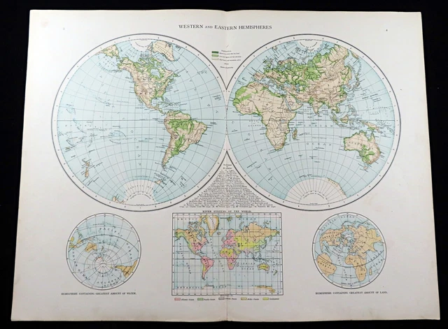 ANTIQUE WORLD MAP Eastern Hemisphere Western Globe Projection 19th antique-world-map-eastern-hemisphere-western-globe-projection-19th