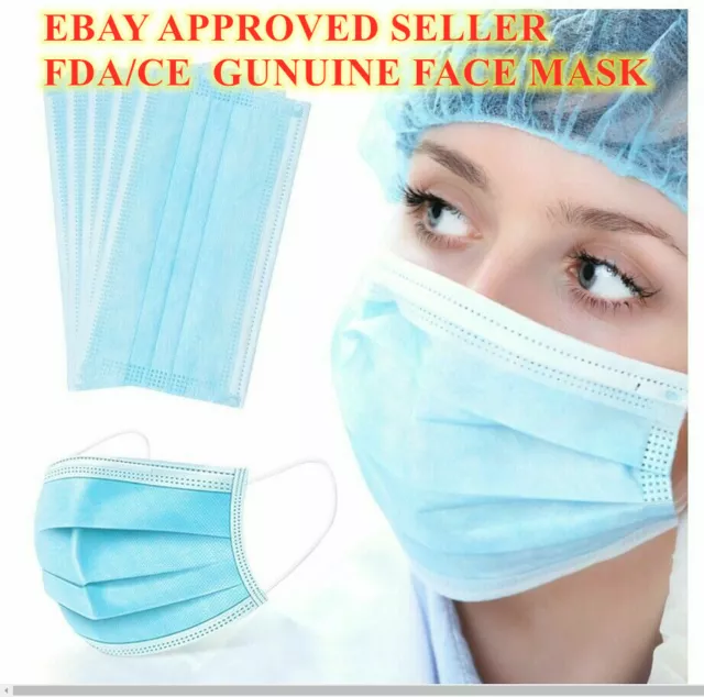 10 Genuine Disposable Surgical Ear loop Face Mask Dust Medical 3 Ply Lot UK