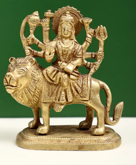 Aakrati Maschera Da Parete In Ottone - Dea Durga - Arredamento Fatto A Mano Dall'India, Regalo Diwali, Decorazione Etnica, Porta Prosperità