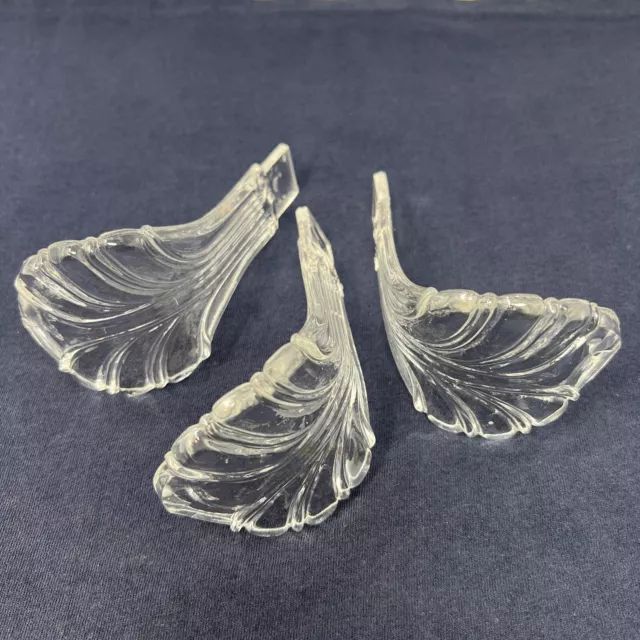 3 ANTIQUE VINTAGE Clear Glass ART DECO￼￼ GLASS Curtain TIE Backs