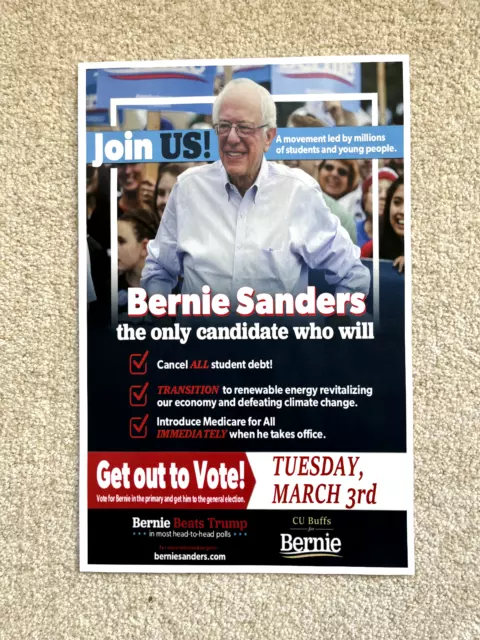 Nice Bernie Sanders 2020 Presidential Campaign Poster Colorado Primary CU Buffs