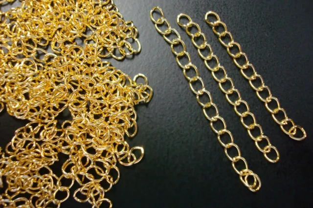 Necklace Extenders Gold plt 100 pcs  2" twist cable link 5mm 14ft CH101