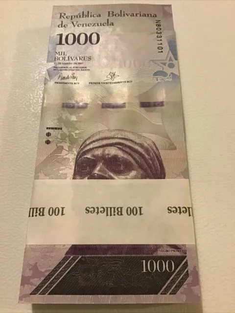 Venezuela Banknote halbes Konvolut. 50 x 1000 Bolivar. Datiert 2017. UNC Banknoten. 3