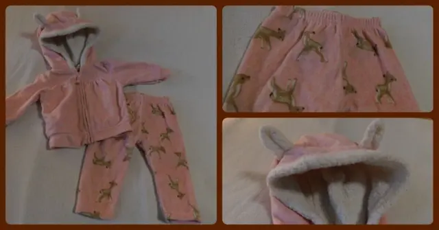 INFANT GIRL SIZE 6 month CARTER'S JACKET & PANTS OUTFIT  DEER FALL WINTER