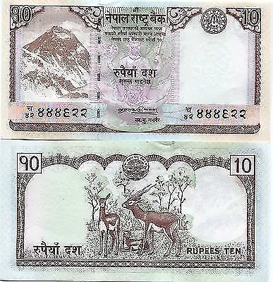 Népal 10 Rupee 2008 Billet de banque P61 UNC X 10 pièces Lot papier-monnaie