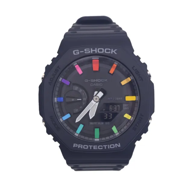 Custom Watch Rainbow Mods Hand Painted Black Casio G-Shock Casioak GA2100-1A