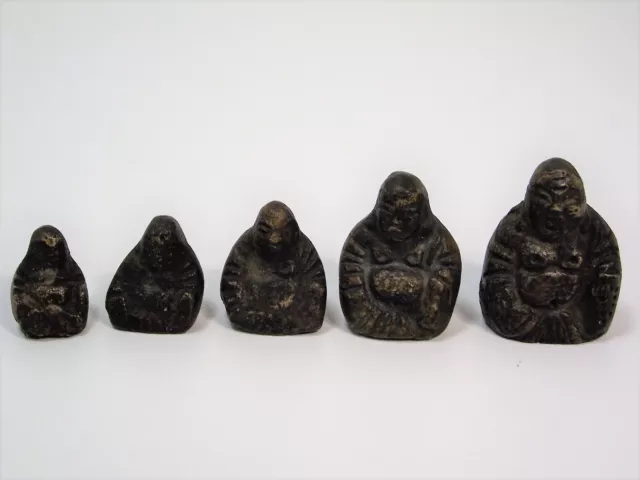 Serie Di 5 Pesi Per Opium IN Bronzo a Forma Di Budda Seduta