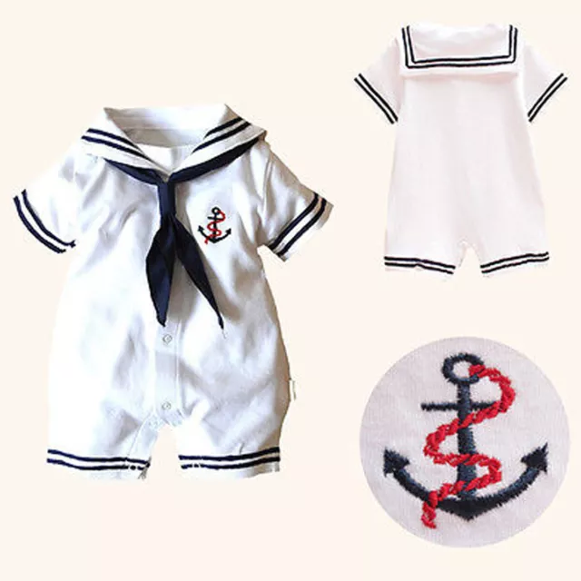 Newborn Infant Baby Boy Girls Sailor Romper Jumpsuit Bodysuit Outfit Clothes Set