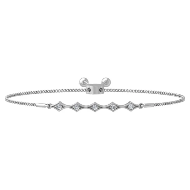 Araiya Fine Jewelry Sterling Silver Natural Diamond Fashion Bangle Bracelet 7"