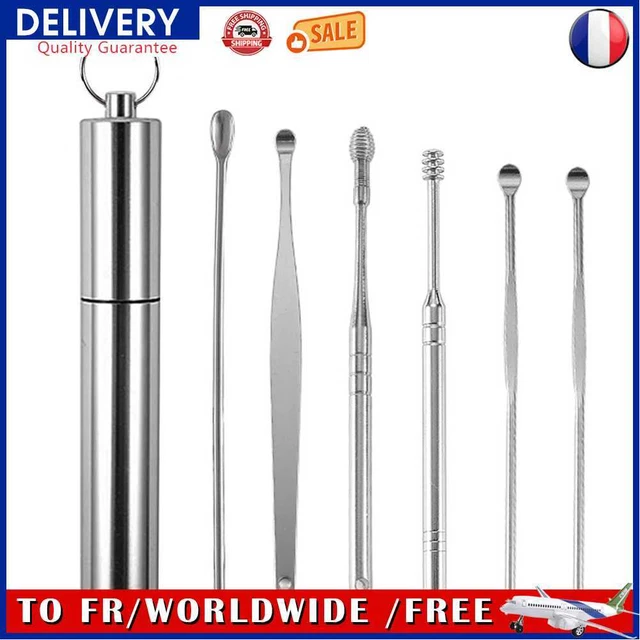6pcs/set Ear Wax Pickers Stainless Steel Earpick Remover Curette Ear Pick Spoon
