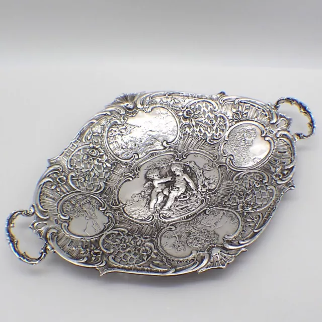 Cherub Ornate Serving Tray German 800 Silver