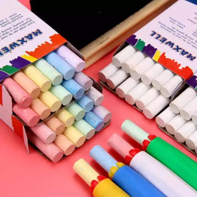 Chalk Sticks Boxed School Kids12 x White or 12 x Colour Blackboard Tallon X 24