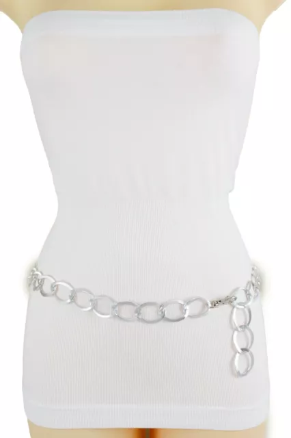 Sexy Women Fashion Belt Silver Metal Chain Link Hip High Waist Plus Size XL XXL