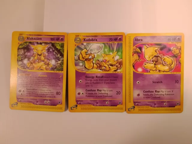 Pokemon Card Lot of 3 Abra Kadabra Alakazam Expedition cards NM 2002