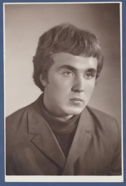 Portrait of a Handsome Young Guy, Cute Man Soviet Vintage Photo USSR