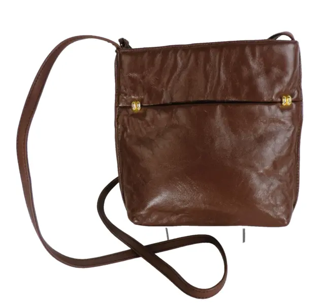 BECHAMEL Crossbody Shoulder Bag Purse Handbag Brown Vegan Leather Zip Closure