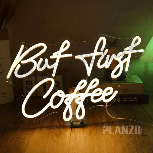 Neon Sign Light But First Coffee Man Cave LED Wall Art Decoration Holiday Gifts 2