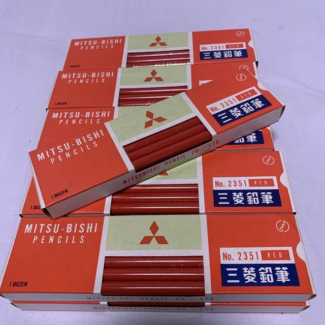 5-D Showa Retro Original Mitsubishi Colored Pencils Red 11 Dozen