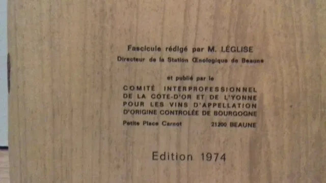 LEGLISE M. " élevage et conservation du vin en cave " 1974 (R4) 2