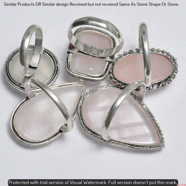 Rose Quartz 40 Piece Wholesale Ring Lots 925 Sterling Silver Ring NRL-3720